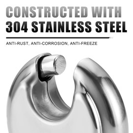 Rohuis Round Combination Lock, Uncuttable Combination Disc Padlock, 3/8 Inch Shackle Outdoor Combo Lock Discus Pad Lock for Storage Unit, Garages, Fences (1 Pack)