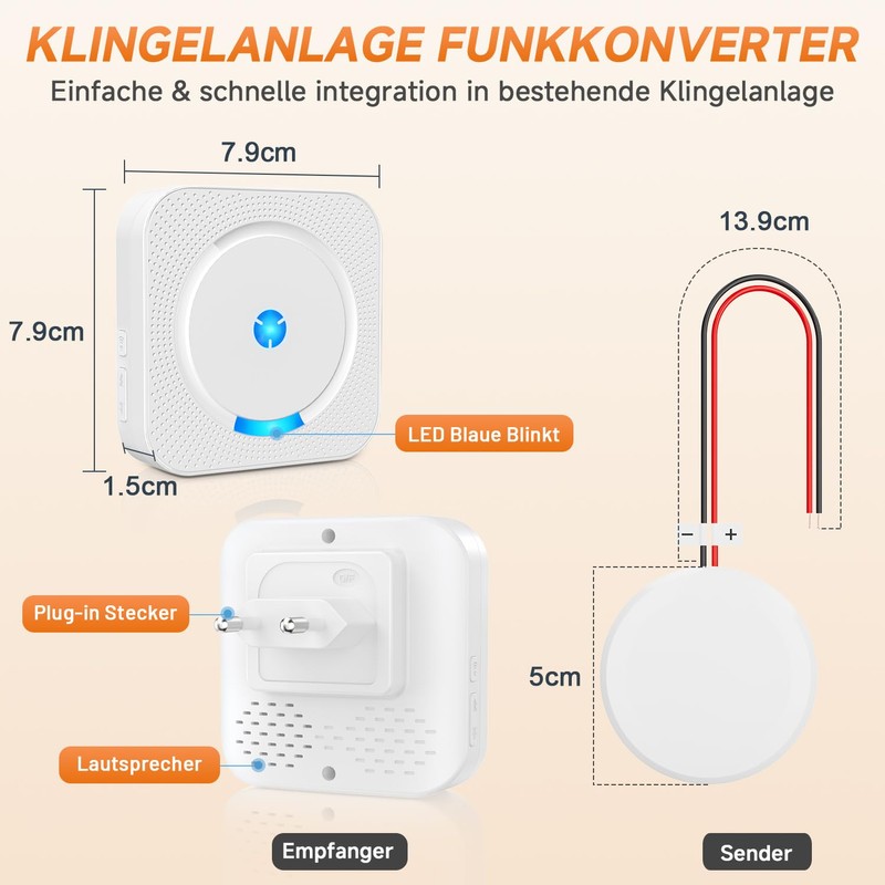 BESIMLIVE Wireless Signal Forwarding Wireless Doorbell Extension Set, Bell Forwarding