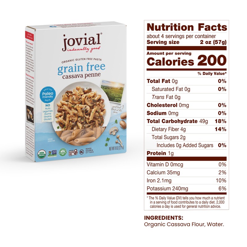Jovial Grain-Free Cassava Pasta Variety (Orzo, Penne and Fusilli) -