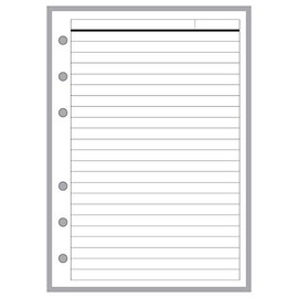 B6 Size Note Paper Planner Insert with Subject Line, Sized and Punched for 6-Ring Notebooks 4.9" x 6.9" (125mm x 176mm)