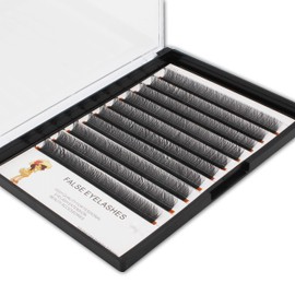 Bodermincer 10 Rows YY Shape D Curl Thickness 0.07mm Hand-woven Faux Mink Eyelashes Japanese-style Mesh Surround Lashes Natural Soft (14mm)