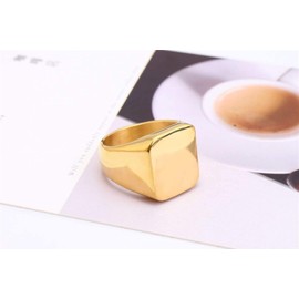 Yifnny Gold Rings for Men, Mens Gold Rings Signet Biker Rings Solid Polished Stainless Steel Thumb Ring for Men Glossy Pull Finger Rings Size 7-10 (Gold, 10)