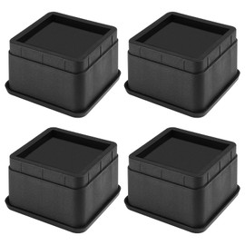 Moendergo 4 Pack Adjustable Bed Riser Furniture Riser Heavy Duty Furniture Riser 2" Lifting Height Per Riser Square Stackable Bed Furniture Anti-Slip Pads Support Up to 2200lbs