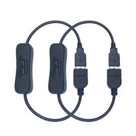 Clearhill 2Pcs 5V USB On/Off Switch with USB Male and Female Connectors(Balck),22AWG Wire,Easy to Open and Close,for PC,TV,Car,USB Fan,5V LED Strips