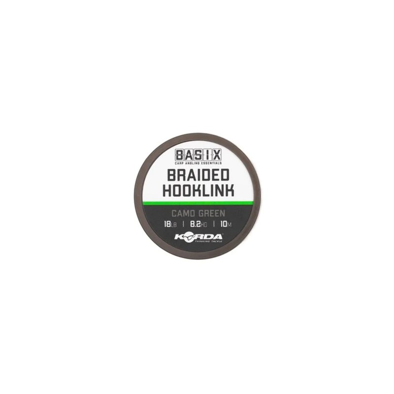 Korda Basix Braided Hooklink 25lb 10m - Soft Camo Green