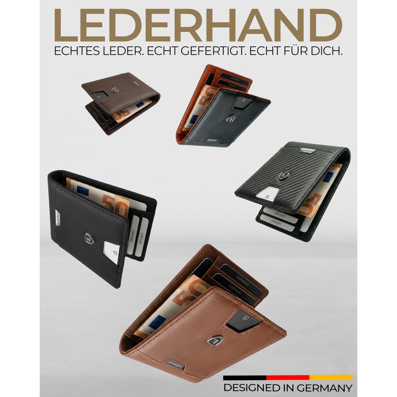 Lederhand iSlim Wallet - Smooth Leather Wallet with Money Clip