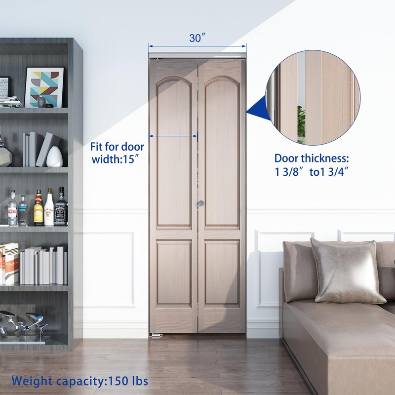 JUBEST 30“ Bifold Door Hardware, Folding Door Hardware Sliding Barn