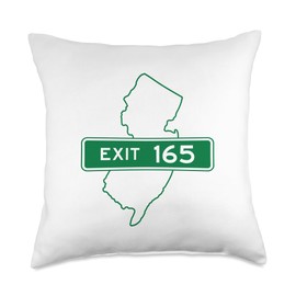 NJ New Jersey Garden State Parkway Apparel New Jersey NJ GSP Garden State Parkway Exit Sign 165 Throw Pillow, 18x18, Multicolor