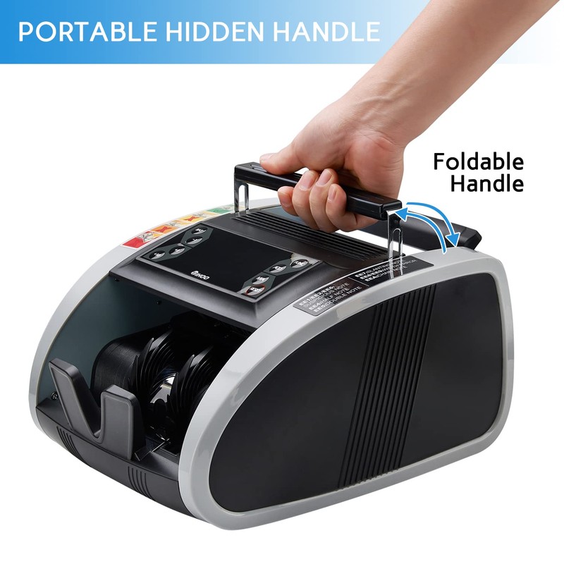 TIHOO Money Counter with UV, MG, IR Counterfeit Detection, Portable