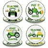60Pcs Tractor Paper Plates 9" Green Cartoon Tractor Heavy Duty