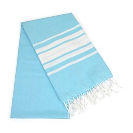 DII 100% Cotton Turkish Fouta Towel, Fast Drying, Ultra Soft, Absorbent Multi Use Blanket - Aqua Variegated Stripe