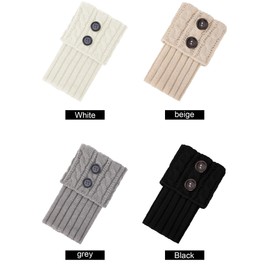 Pangda 4 Pairs Women Buttons Boot Cuffs Button Knit Boot Cuff Socks Short Cable Knit Leg Warmers