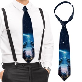 ZhowHoHo Nativity Scene Ties Mens Religious Neckties Christian Ties Christmas Holiday Tie for Xmas Christian Party Gifts