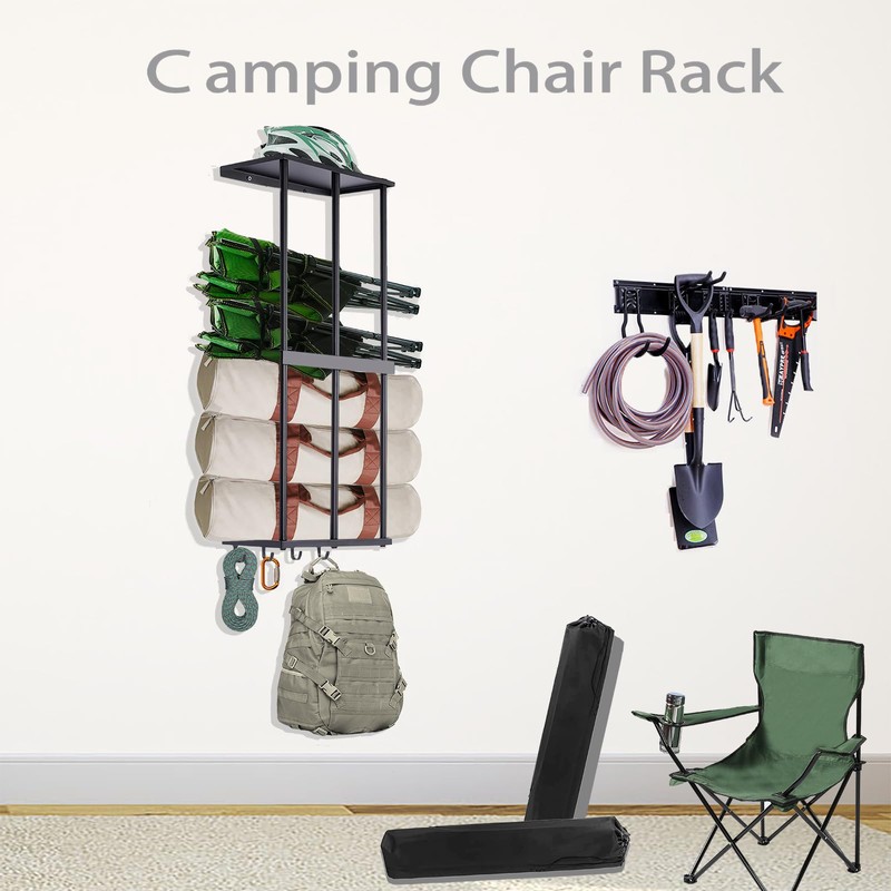 Gavinjitao Camping Chair Rack for Garage Storage, Metal Camping Chair