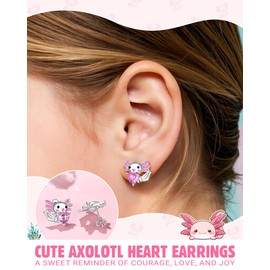 Eryuor Axolotl Gifts Hypoallergenic Earrings for Little Girls Kids Jewelry 8 12 4 6 5 7 10 Axolotl Birthday Christmas Stocking Stuffers