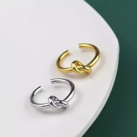 ZARD Love Knot Open Ring in 18K Gold Plated Sterling Silver Minimalist Style