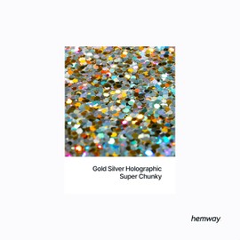 Hemway Bulk Glitter 360g / 12.7oz MEGA Craft Shaker Glitter for Nails, Resin, Tumblers, Arts, Crafts, Painting, Festival, Cosmetic, Body - Super Chunky (1/8" 0.125" 3mm) - Gold Silver Holographic