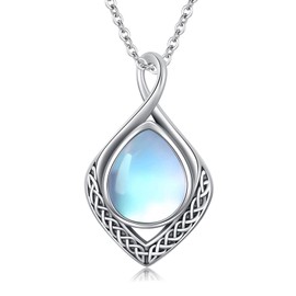 enjoylifecreative Celtic Knot Necklace for Women 925 Sterling Silver Infinity Sign Moonstone Pendant Chain Celtic Jewellery Gift for Women Girls, Sterling Silver
