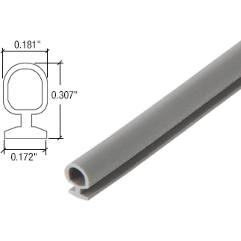 Grey Vinyl Bulb Seal Weatherstrip - 10FT Long