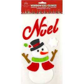 Christmas Gel Cling Stickers for Windows and Mirrors - 6 Sheets of Winter Designs: Polar Bear, Santa Claus, Snowman, Snowflakes, Reindeer, Christmas Trees and More!