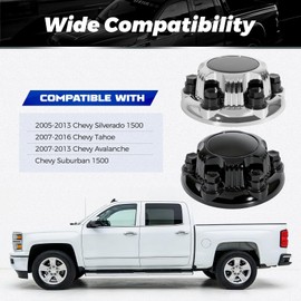 15067580 4PCS Silver Chevy Center Caps 6 Lug Hub Caps Chrome Compatible with 2005-2013 Silverado 1500 2007-2013 Tahoe Avalanche Suburban 1500 Replaces 15067578