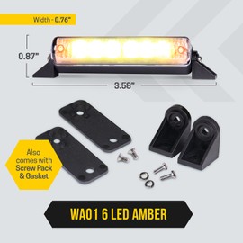 Unicorn Lighting Emergency Lights for Vehicles - WA01 (Blue/Red) 6 LED Strobe Lights for Truck and Cars, IP68 Waterproof, Easy Installation, 360-Degree Rotation Mount (2 Pack)