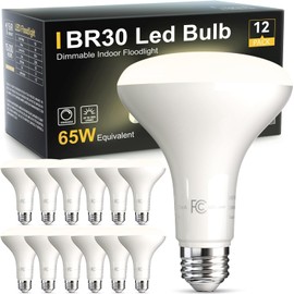 TJOY TJOY 12 Pack BR30 Led Bulb 65W Equivalent, Dimmable Flood Light Bulbs Indoor, E26 Base, 4000K Natural White, 9W, 800 LM, Recessed Lighting Bulbs for Ceiling, Recessed Can, Living Room and Kitchen