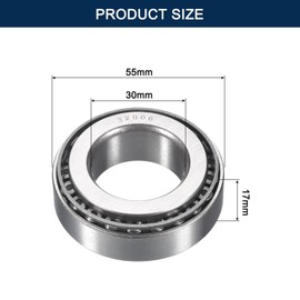 HIPicco 32006 Tapered Roller Bearing Cone and Cup Set, 30mm Bore 55mm OD 17mm Cup Width, Chrome Steel Taper Bearings Set, ABEC-3
