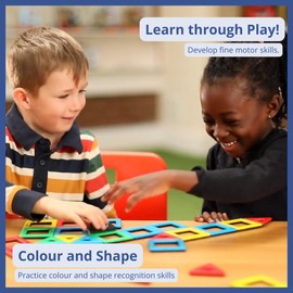 Magnetic Polydron Starter Set - Bright Coloured Magnetic Building Construction Shape Education Learning Toy - Magnetic Squares and Triangles - 3 Years + - 32 Pieces