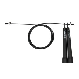 TREXO Basic+ Skipping Rope Fitness in Black with Adjustable Length up to 300 cm Ideal for Cardio and Fitness Exercises Made of PP and Steel Lightweight and Comfortable to Use with Plastic Handles