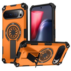 DAWEIXEAU Magnetic Case for Pixel 10 Pro XL,Built-in Metal Stand [Compatible with Mag-Safe] Shockproof Protective Cover Case for Google 9 Pro XL/10 Pro XL Orange