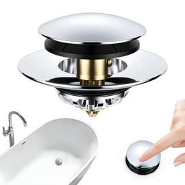 HAOMIAO Universal Pop-Up Bathtub Stopper with Clog-Proof Strainer, Bath Drain Plug (Fits 1.4-1.6 Inch Drains)