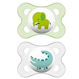 MAM Animal Collection Chupetes (2 unidades, 1 estuche esterilizante), MAM chupete de 0 a 6 meses, chupete unisex para bebés, el mejor chupete para bebés amamantados