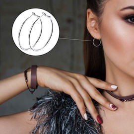 LEEQ Earrings for Women Stainless Steel Hoop Huggie Hoop Earrings Large Circle/Star/Heart Shape Hoop Folding Hoop Fashion (Silver/3 Pairs)