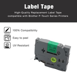 BROVACS 1 Pack Black on Green Laminated Label Tape Compatible with Brother P-Touch Label Printers TZ 711 TZe 711 6 mm 1/4 Inch OPA4711