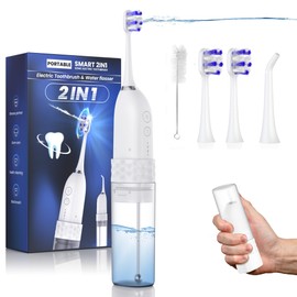 Duolosy Electric Toothbrush with Water Flosser, 2 in 1 Cordless Toothbrush and Water Flosser Combo,Water Flosser for Travel and Home (White)