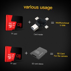 Netac 128GB Pro SDXC TF Memory Card Data Storage V30/UHS-I U3 High Speed Up to 98MB/s