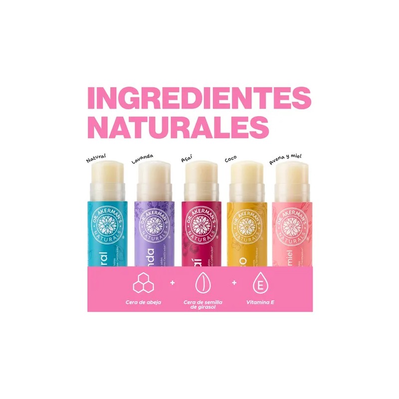 5 Pack Bálsamo Labial Dr. Akermans Frutas 4.5g Natural