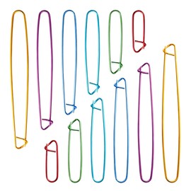 Proxima Direct 12PCS Crochet Knitting Needle Aluminum Yarn Stitch Holders Safety Pins for Sweater, Knitting Notions, Sewing (6 Sizes)