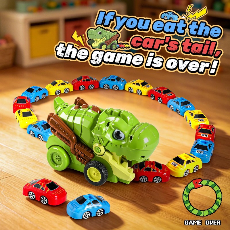 DINOTRONIC Remote Control Dinosaur Car Toy Eat Magnetic Cars for