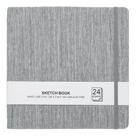 PATIKIL 8.3x8.3" Watercolor Sketchbook, 24 Sheet 300GSM/203lb Watercolor Paper Sketchbooks Acid Free Watercolor Journal Hardcover Artists Paper Pads for Painting, Dark Gray