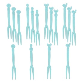 50pcs Plastic Pastel Color Picks Forks Stick for Cocktail Skewers Appetizers Fruit,Cute Toothpicks Fancy Reusable Party Supplies for Birthday,Wedding,Shower Decor (Blue)