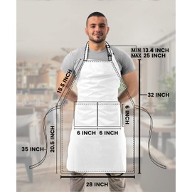Utopia Kitchen 10 Pack Bib Apron Adjustable with 2 Pockets, Water and Oil Resistant, Cooking Kitchen Chef Apron for Women Men, White