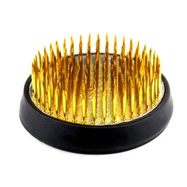 SVY Japanese Kenzan Ikebana Flower Arranger, Kenzan Flower Frog with Needle Calibrator and Cleaning Brush - Round 2.4"