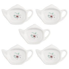 Bicuzat Ceramic Tea Bag Holders - 5 PCS Teapot Shaped Coasters - Lily