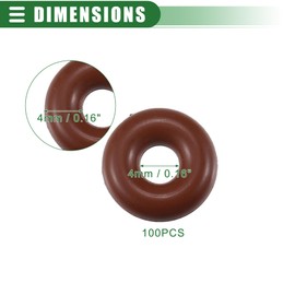 Motoforti Universal O Ring Seal Gasket, Orings Seal Washer Replacement for Plumbing Repair for Cars Trucks SUVs Trailers, 4mm ID x 4mm CS, High Temperature Resistant, Rubber, Brown, 100pcs