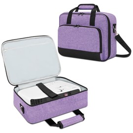 Projector Carry Case, Projector Bag with Accessories, Storage Bags, Adjustable Shoulder Straps, Portable Carry Bag, Compatible with Epson BenQ ViewSonic and Most Mini Projectors (Purple)