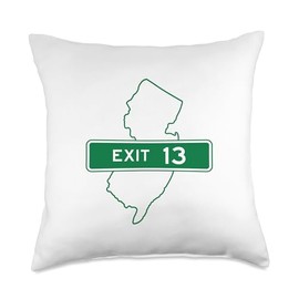 NJ New Jersey Garden State Parkway Apparel New Jersey NJ GSP Garden State Parkway Exit Sign 13 Throw Pillow, 18x18, Multicolor