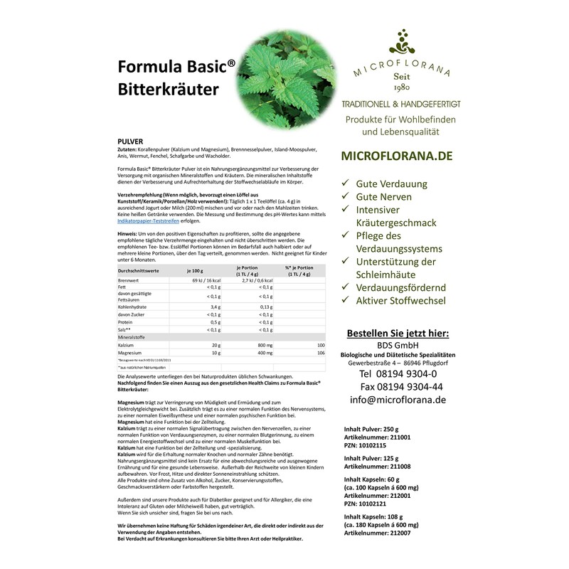 Formula Basic Bitter Herbs - 125 g Powder - Detoxification