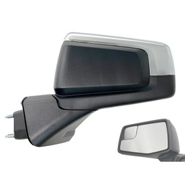 KAP Replacement for Non-Towing Exterior Rear View Mirror 2019-2023 Silverado 1500 Power Heated Chrome Mirror Cover Spotter Glass Driver Left Side 84823218